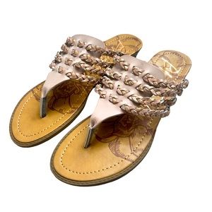 Blowfish Malibu Women's Beeman Braided Thong‎ Sandals Rosgold Meteori Size 9 1/2